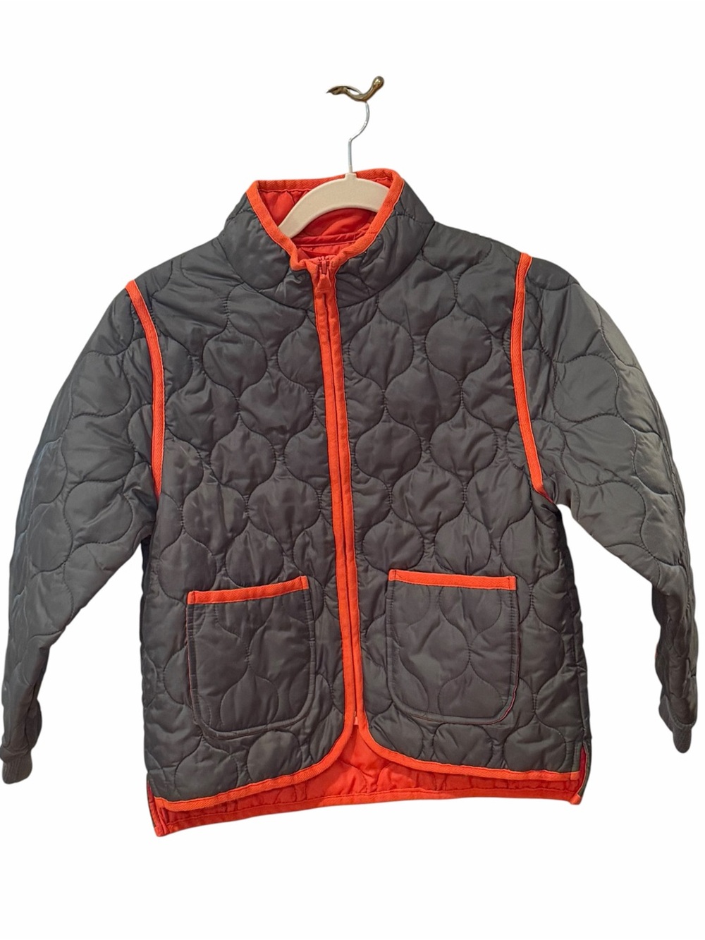 Free Assembly Kids Green Orange Quilted Jacket Size L 10/12 Recycled